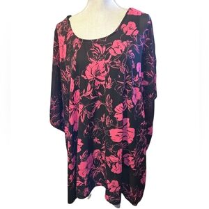 Jessica London Dolman Sleeve Blouse Top US Womens Plus Size  24W Magenta & Blk